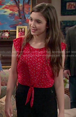 Riley’s red floral tie front top on Girl Meets World