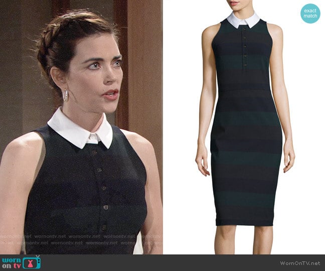 Veronica Beard Sleeveless Cedar Pencil Dress worn by Victoria Newman (Amelia Heinle) on The Young & the Restless