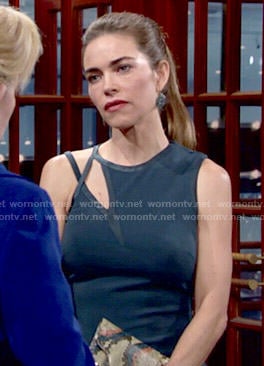 Victoria’s teal dress with cutout neckline on The Young and the Restless