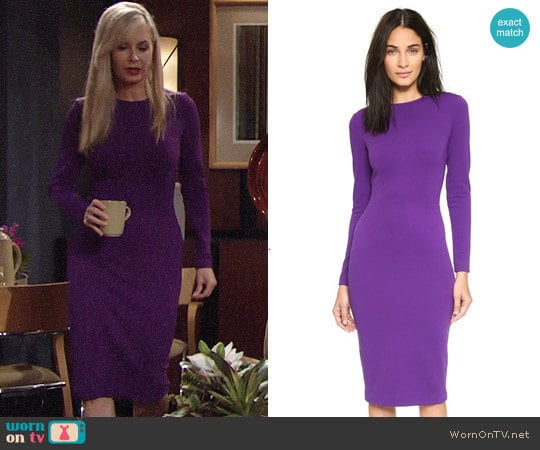 5th & Mercer Long Sleeve Dress in Purple worn by Ashley Abbott (Eileen Davidson) on The Young and the Restless