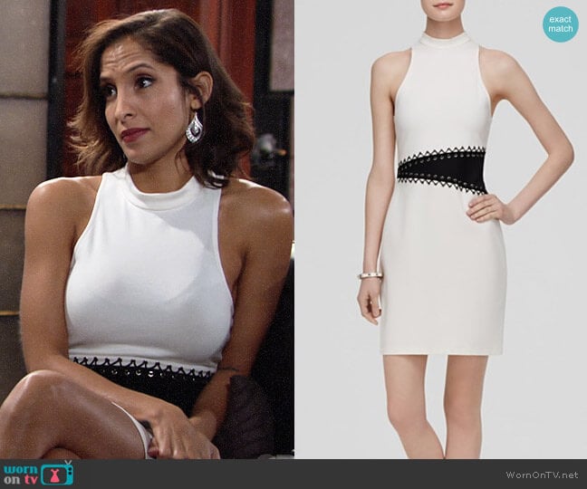 ABS By Allen Schwartz Color Block Ponte Dress worn by Lily Winters (Christel Khalil) on The Young and the Restless