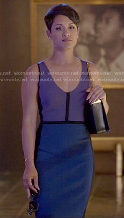 Anika’s purple and blue colorblock dress on Empire