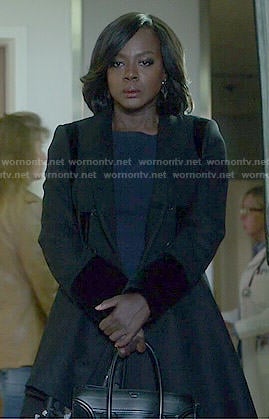 Annalise’s black a-line coat on How to Get Away with Murder