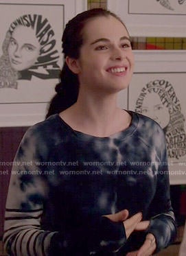 Bay's tie dye and stripe print sweatshirt on Switched at Birth