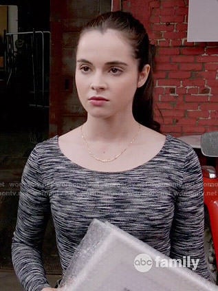 Bay’s black marled long sleeve top on Switched at Birth