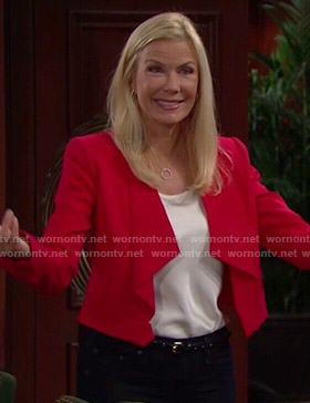 Brooke’s red draped front jacket on The Bold and the Beautiful