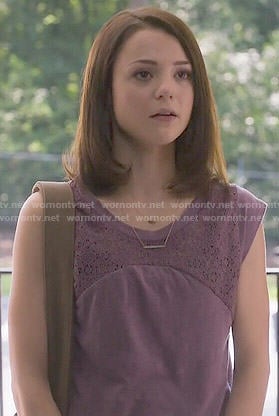 Carter's purple lace panel top on Finding Carter