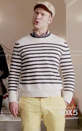 Chad's striped sweater on Scream Queens