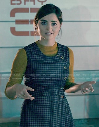 Clara's checked button front dress on Doctor Who