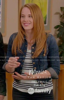 Daphne's striped top and denim jacket on Switched at Birth