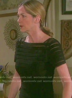 Eve’s black illusion striped funeral dress on Days of our Lives