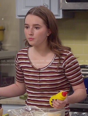 Eve's striped henley top on Last Man Standing