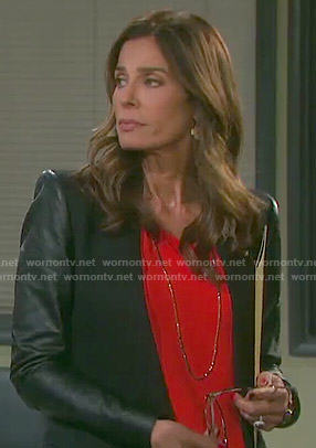 Hope’s red top and leather sleeved blazer on Days of our Lives