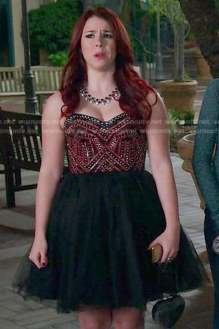 Tamara's black and red studded prom dress on Awkward