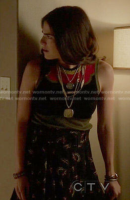 Laurel's scalloped print top and printed skirt on How to Get Away with Murder