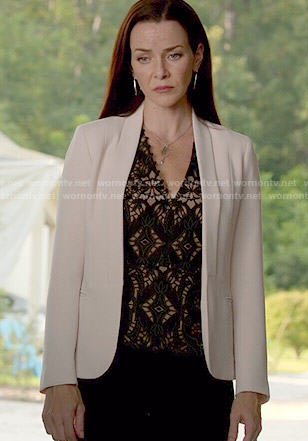 Lily's black lace v-neck top on The Vampire Diaries