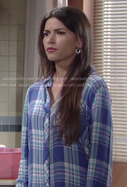 Marisa’s blue and green plaid shirt on The Young and the Restless
