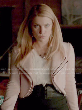 Mary Louise's pink layered jacket on The Vampire Diaries