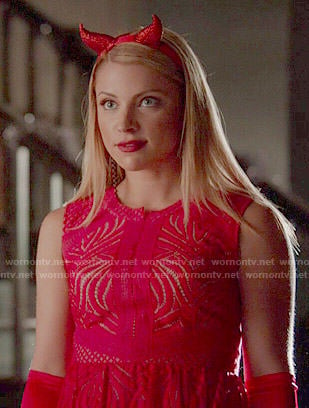 Mary Lou’s red lace devil costume dress on The Vampire Diaries