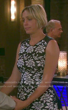 Nicole’s black and white floral top and skirt set on Days of our Lives