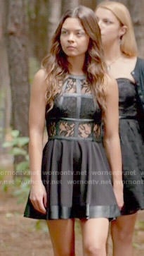 Nora's black lace and leather dress on The Vampire Diaries