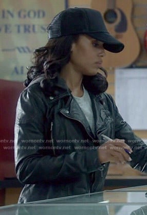 Olivia’s black hooded leather jacket on Scandal