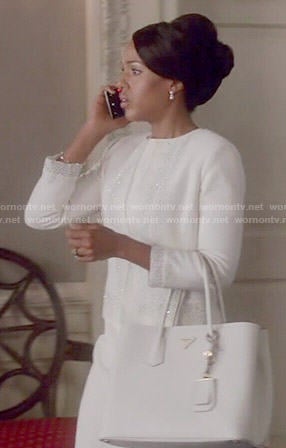 Olivia's white beaded jacket on Scandal