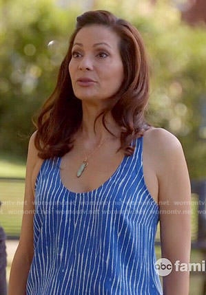 Regina's blue striped tank top on Switched at Birth