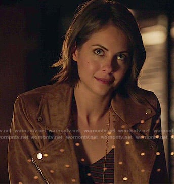 Thea’s tan suede jacket on Arrow