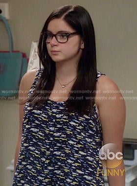 Alex’s navy fish print top on Modern Family