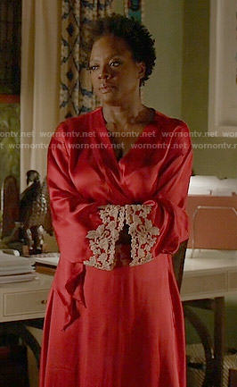 Annalise's red lace-trim robe on How to Get Away with Murder