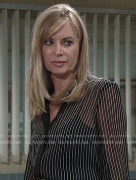 Ashley’s sheer black striped blouse on The Young and the Restless