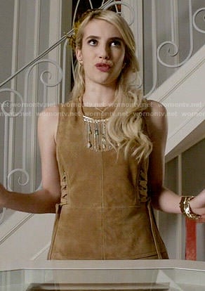 Chanel’s tan suede dress with lace-up sides on Scream Queens