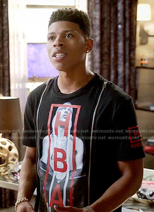 Hakeem's HBA shirt with zippers on Empire