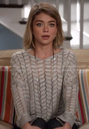 Haley's grey mesh sweater on Modern Family