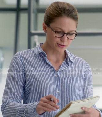 Kara’s blue striped shirt on Supergirl