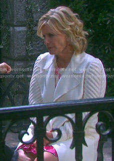 Kayla's white coat with knit sleeves on Days of our Lives