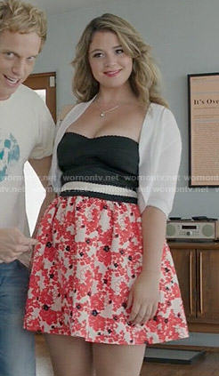 Lindsay's red and black floral dress on You're the Worst