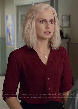 Liv's dark red button down top on iZombie