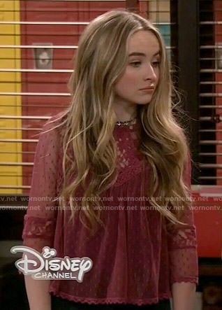 Maya's pink lace inset top on Girl Meets World