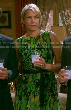 Nicole's green printed dress with pleats on Days of our Lives
