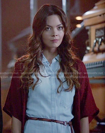 Nora's chambray shirtdress on The Vampire Diaries