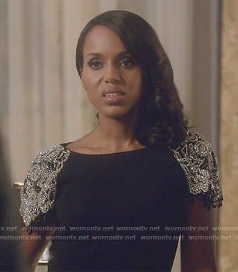 Olivia’s black dress with embellished sleeves on Scandal