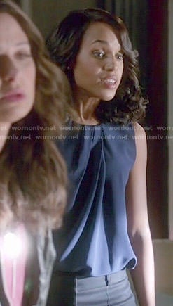 Olivia’s navy blue pleated blouse on Scandal