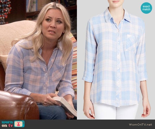 Rails Hunter Shirt in Light Pink / Blue worn by Penny Hofstadter (Kaley Cuoco) on The Big Bang Theory