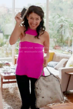 WornOnTV Abby s bright pink top with sheer panel on Girlfriends