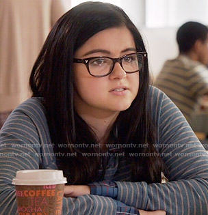 Alex’s blue striped sweater and plaid shirt on Modern Family