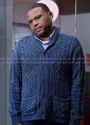 Andre’s blue cable knit cardigan on Black-ish