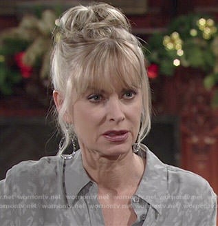 Ashley’s grey leopard print shirt on The Young and the Restless