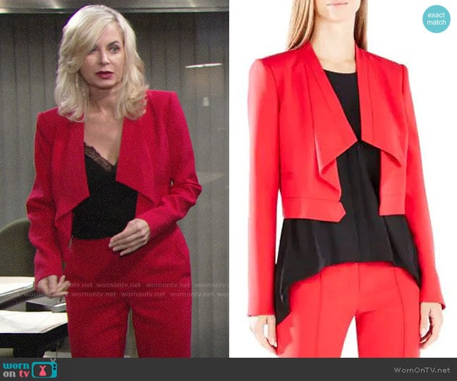 Bcbgmaxazria Franco Jacket in Red worn by Ashley Abbott (Eileen Davidson) on The Young and the Restless